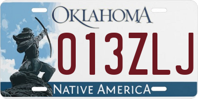 OK license plate 013ZLJ