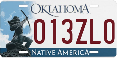 OK license plate 013ZLO