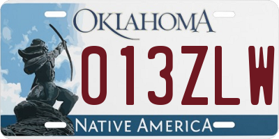 OK license plate 013ZLW