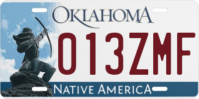 OK license plate 013ZMF