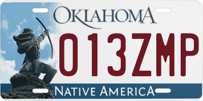 OK license plate 013ZMP