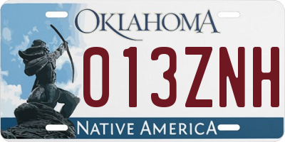 OK license plate 013ZNH