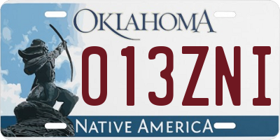 OK license plate 013ZNI