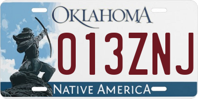 OK license plate 013ZNJ