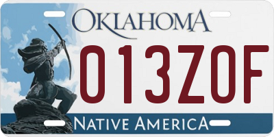 OK license plate 013ZOF