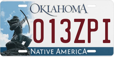 OK license plate 013ZPI