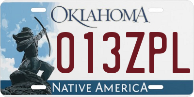 OK license plate 013ZPL