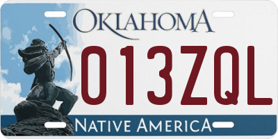 OK license plate 013ZQL