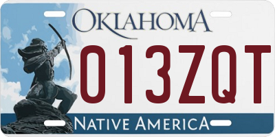 OK license plate 013ZQT