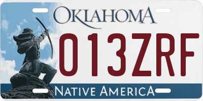 OK license plate 013ZRF
