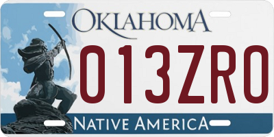 OK license plate 013ZRO