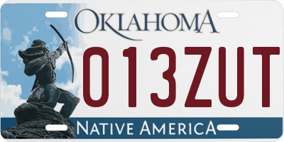 OK license plate 013ZUT
