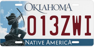 OK license plate 013ZWI