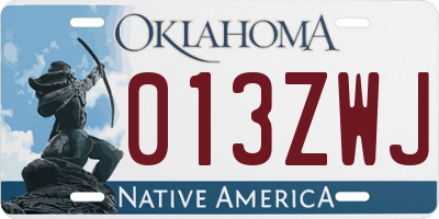 OK license plate 013ZWJ