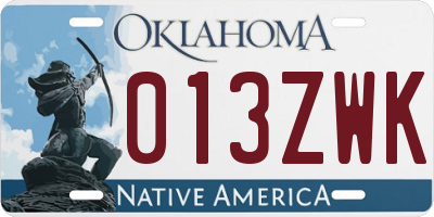 OK license plate 013ZWK