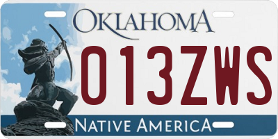 OK license plate 013ZWS