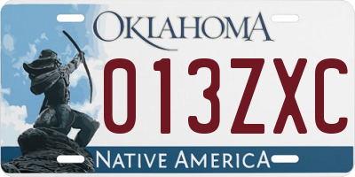 OK license plate 013ZXC
