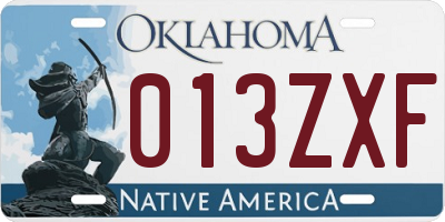 OK license plate 013ZXF