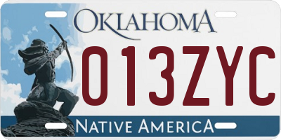 OK license plate 013ZYC