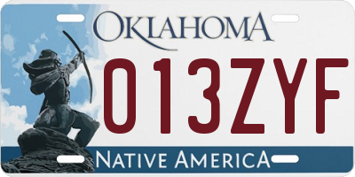 OK license plate 013ZYF