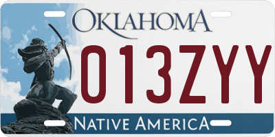 OK license plate 013ZYY