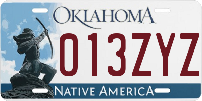 OK license plate 013ZYZ