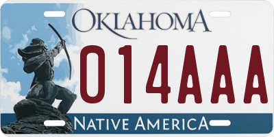 OK license plate 014AAA