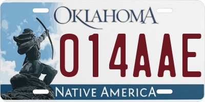 OK license plate 014AAE