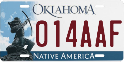 OK license plate 014AAF