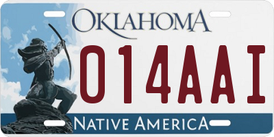 OK license plate 014AAI