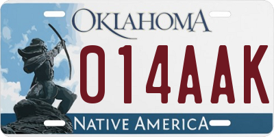 OK license plate 014AAK