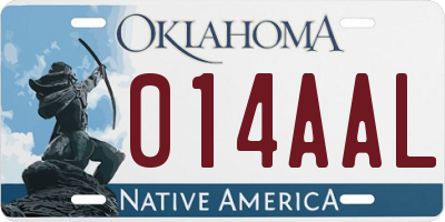 OK license plate 014AAL