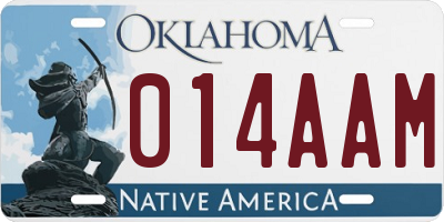 OK license plate 014AAM