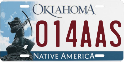 OK license plate 014AAS