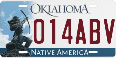 OK license plate 014ABV