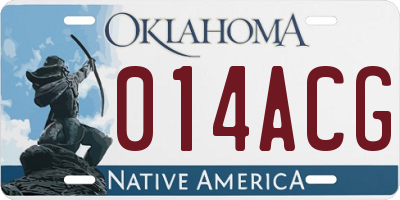 OK license plate 014ACG