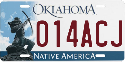 OK license plate 014ACJ