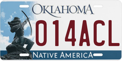 OK license plate 014ACL