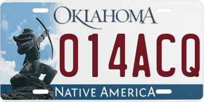 OK license plate 014ACQ