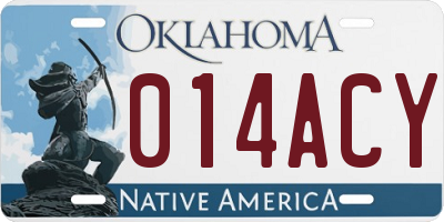 OK license plate 014ACY