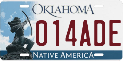 OK license plate 014ADE