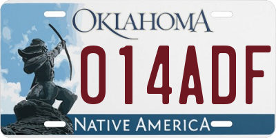OK license plate 014ADF
