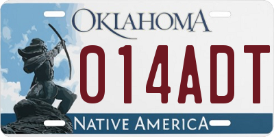 OK license plate 014ADT