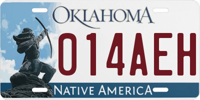 OK license plate 014AEH