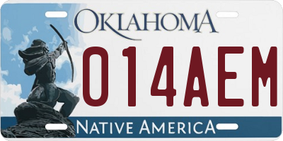 OK license plate 014AEM