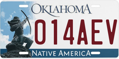 OK license plate 014AEV