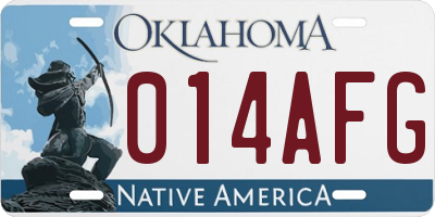 OK license plate 014AFG
