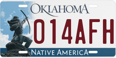 OK license plate 014AFH