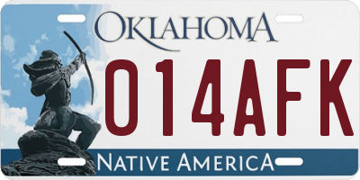 OK license plate 014AFK