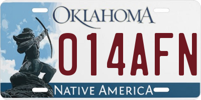 OK license plate 014AFN